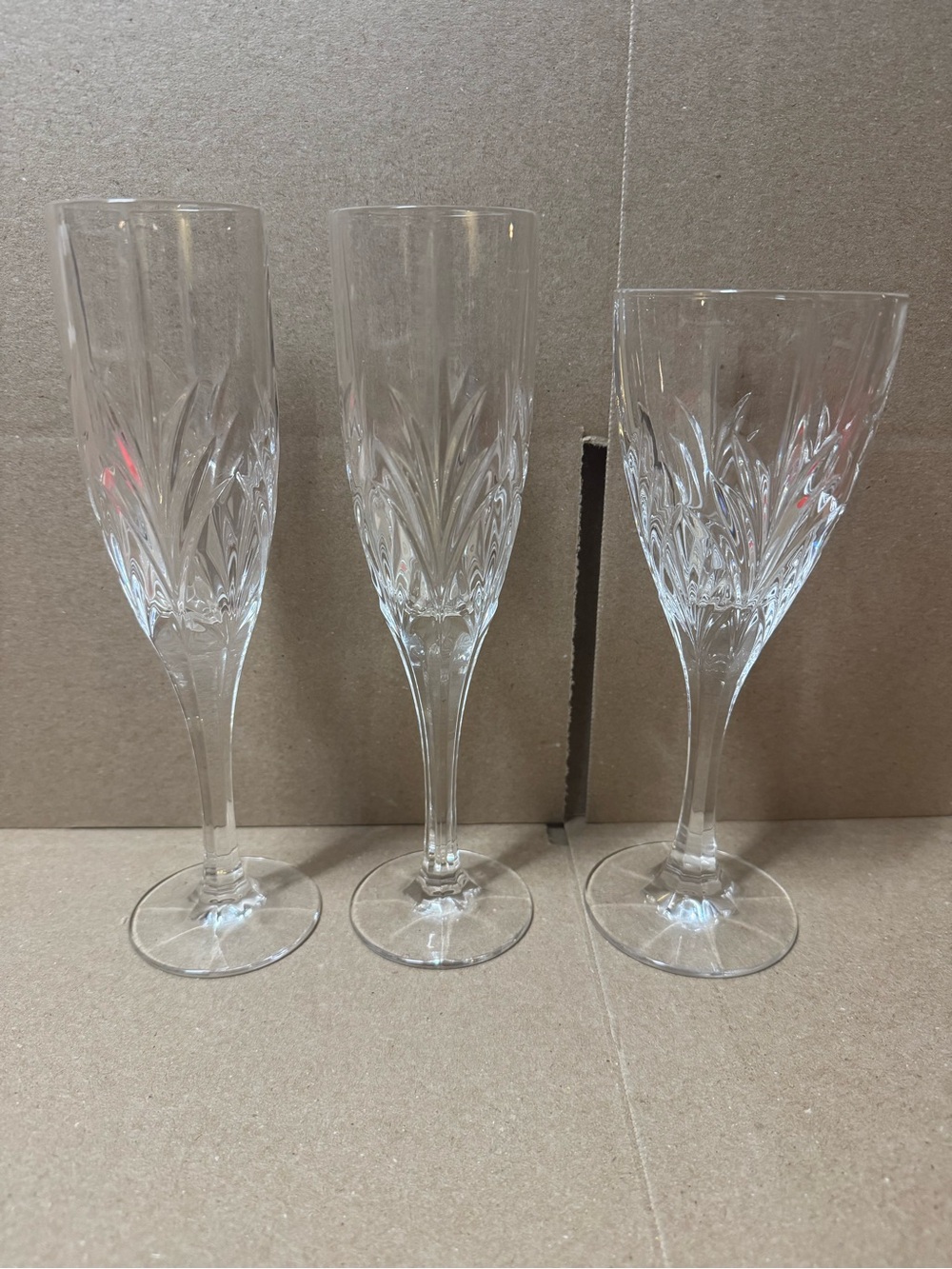 Block Crystal Aura Champagne Glasses & Water Goblet-3 Pcs